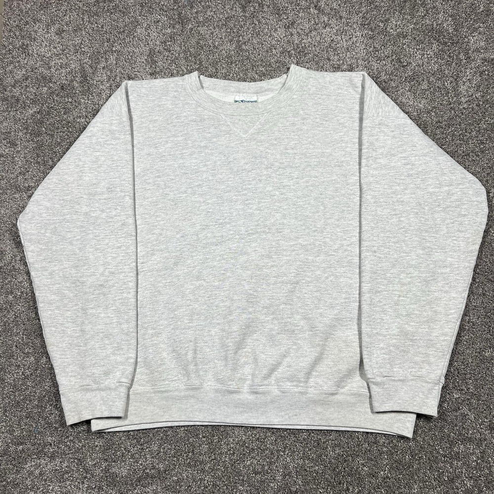 Vintage Discus Athletic Sweatshirt Large Gray Crewneck Blank Made in USA 90s 80s - Picture 2 of 8